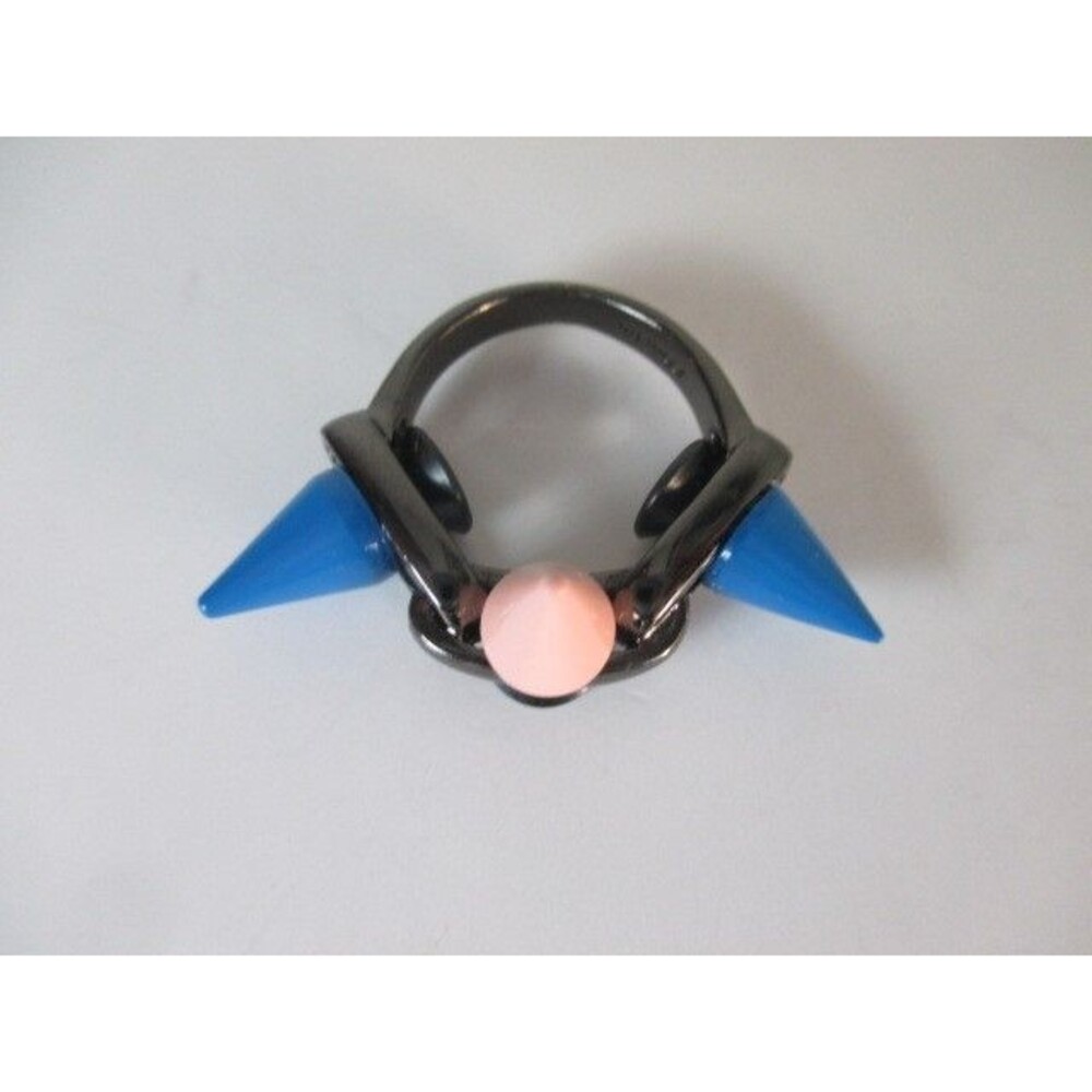 JOOMI LIM Baroque Spike Ring Gunmetal Navy Pink Teal 3 Spike Ring NWOT $150 Sz 6